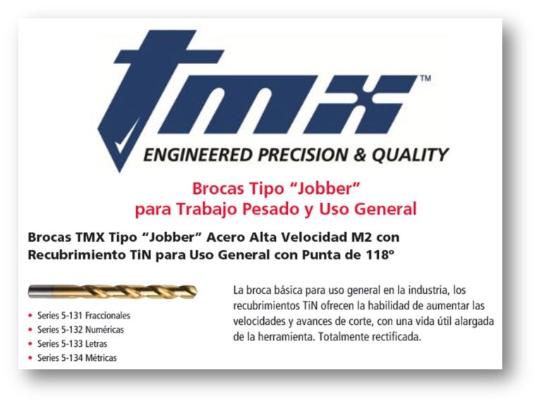 BROCA JOBBER 1.75 mm (.0689´´) HSS-TiN-118°-TMX - Imagen 2