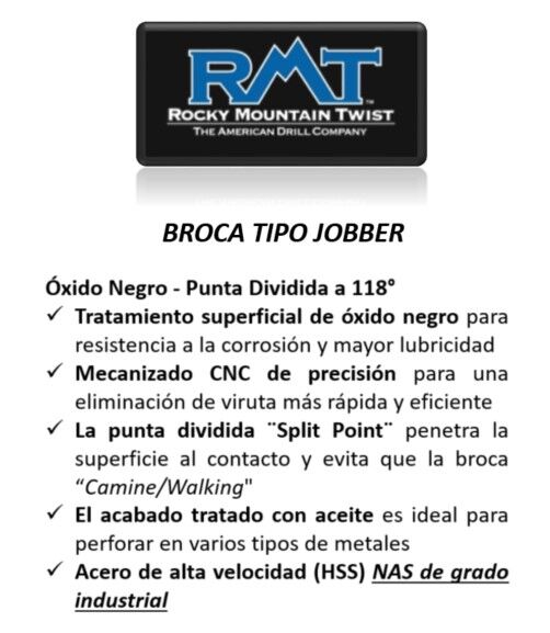 BROCA JOBBER LETRA X (.3970´´) - HSS -118° BLACK OXIDE - RMT - Imagen 2
