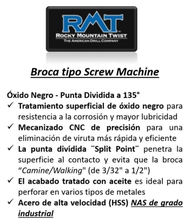 Broca Screw Machine Letra M (.2950´´) - HSS -135° RMT - Imagen 2